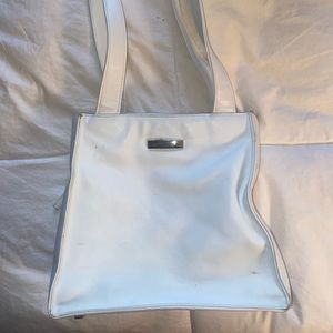 White leather handbag